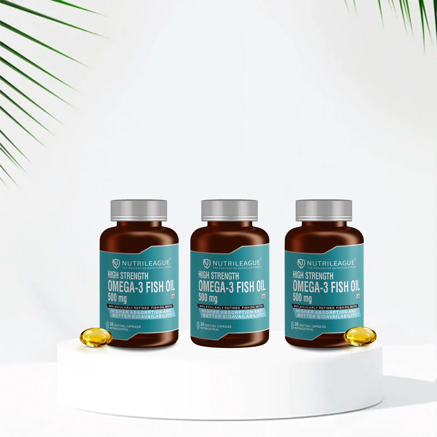 High Strength Omega - 3 Fish Oil 500 mg | 2X EPA:DHA | Softgel Capsules | Heart Health | Nonveg