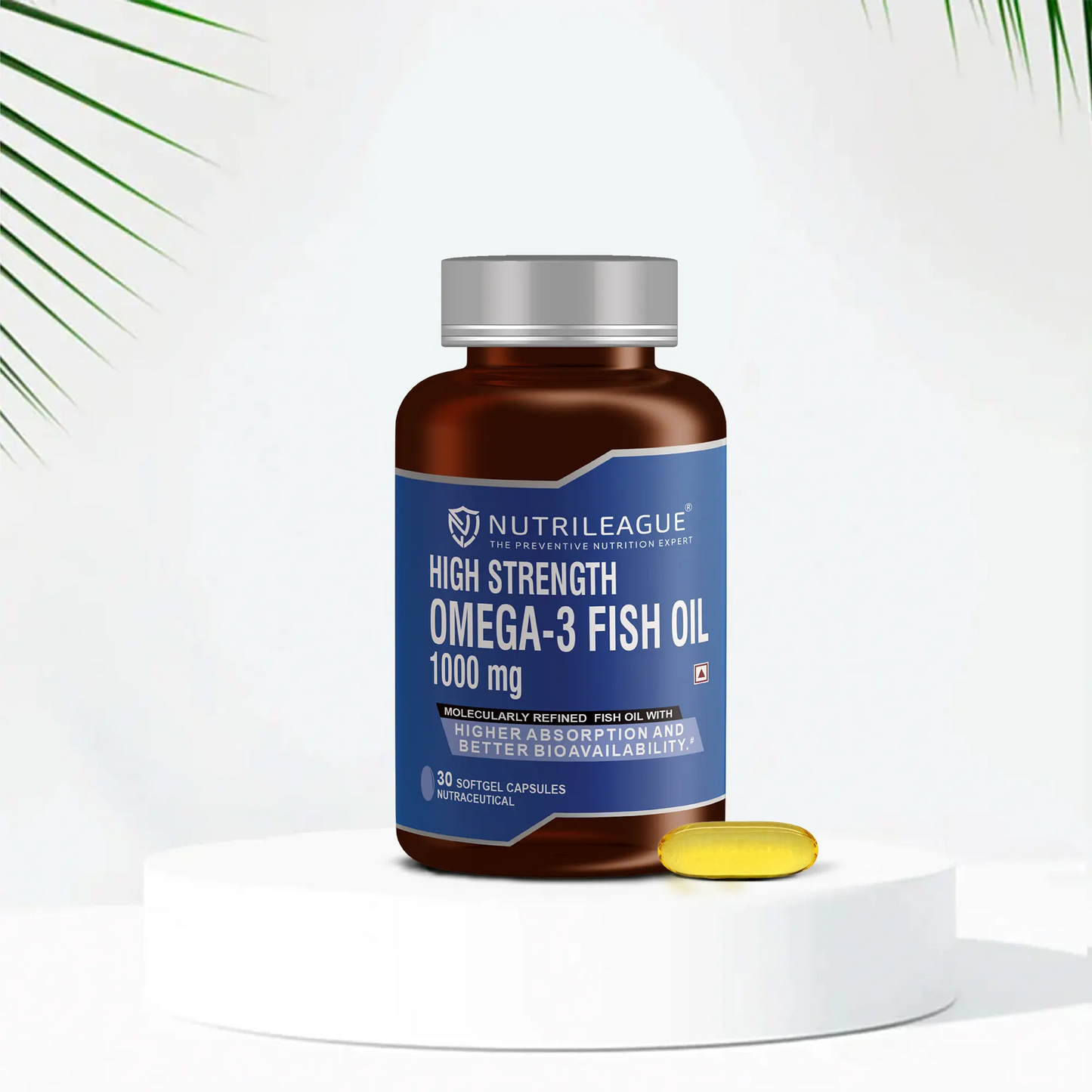 High Strength Omega - 3 Fish Oil 1000 mg | 2X EPA:DHA | Omega - 3 Fish Oil 1000 mg | Softgel Capsules | Good for Heart Health & Brain Function | Nonveg