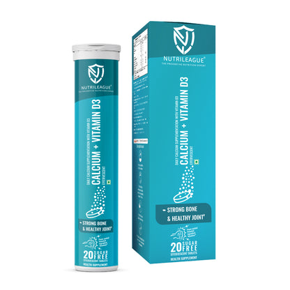 Calcium + Vitamin D3 Effervescent Tablet | Pack of 20 | Daily Essential for Strong Bone & Healthy Joints
