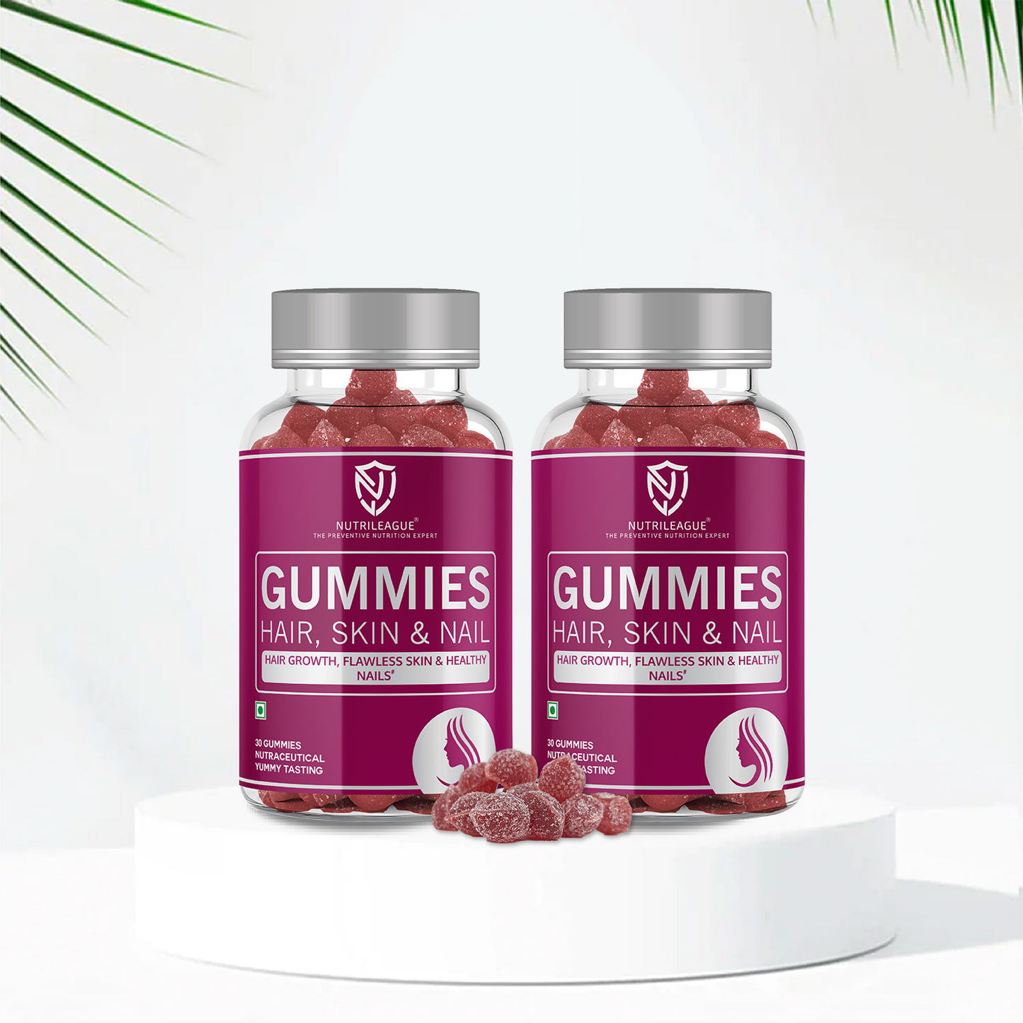 Hair, Skin & Nail Gummies with Biotin, Hyaluronic Acid & Pantothenic Acid For Men & Women