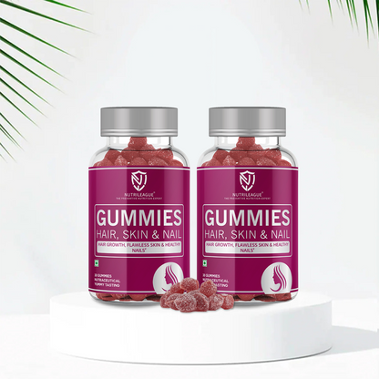 Hair, Skin & Nail Gummies with Biotin, Hyaluronic Acid & Pantothenic Acid For Men & Women
