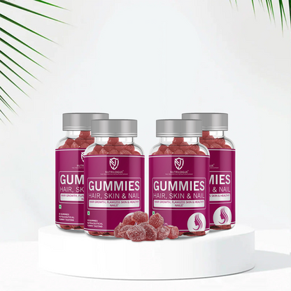 Hair, Skin & Nail Gummies with Biotin, Hyaluronic Acid & Pantothenic Acid For Men & Women