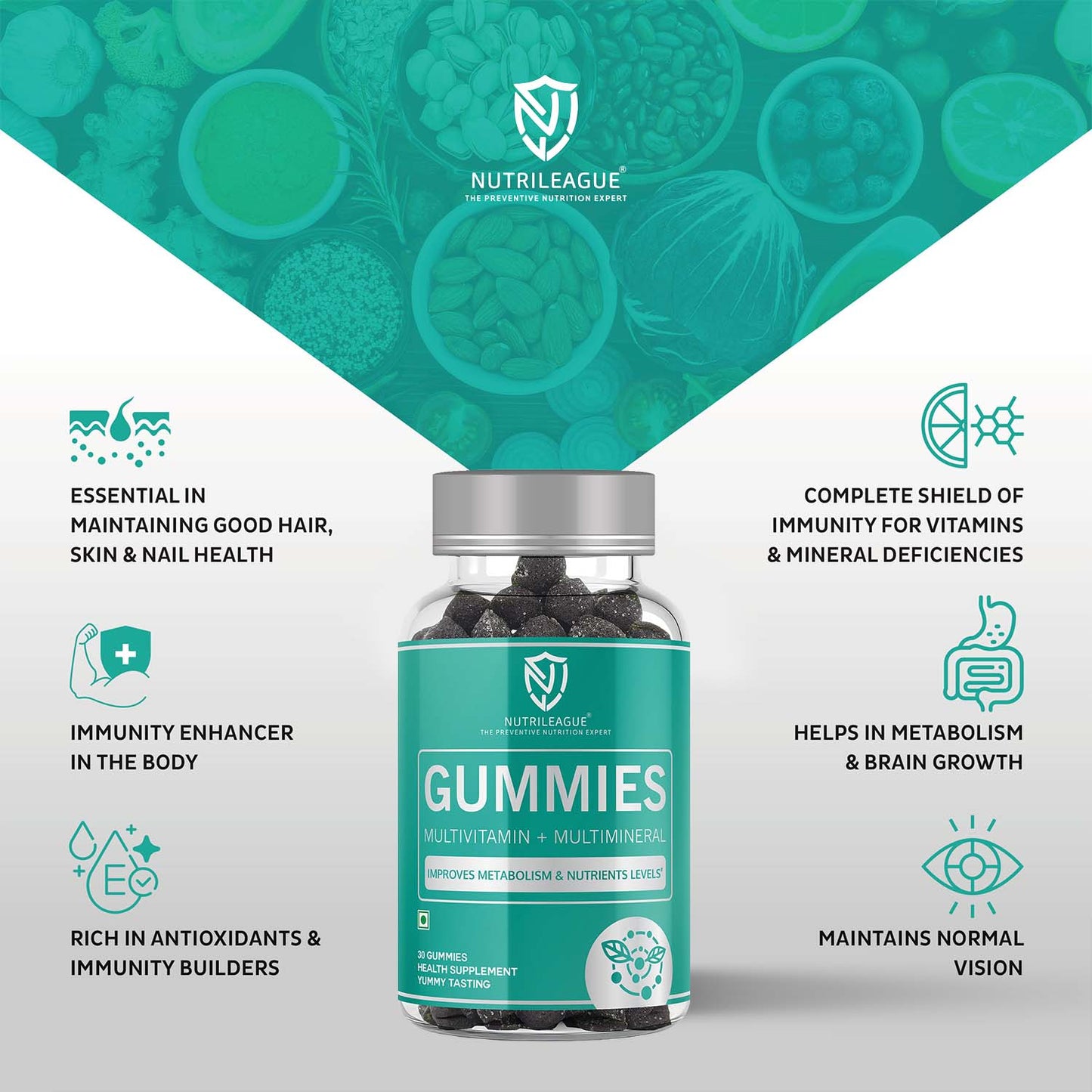 Multivitamin + Multimineral Gummies | 30 Gummies | Total Wellbeing : Improves Strength, Energy, Immunity & Overall Health