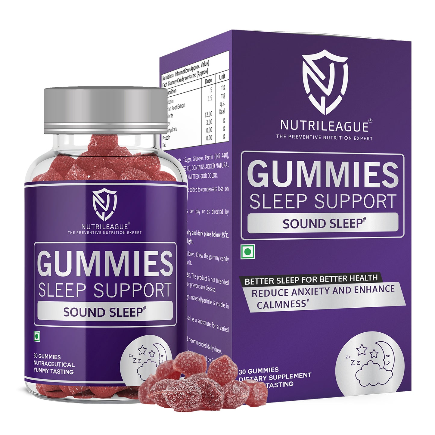 Sleep Support Gummies with Melatonin - 5 mg & Valerian Root Extract | Sleep Gummies for Men & Women