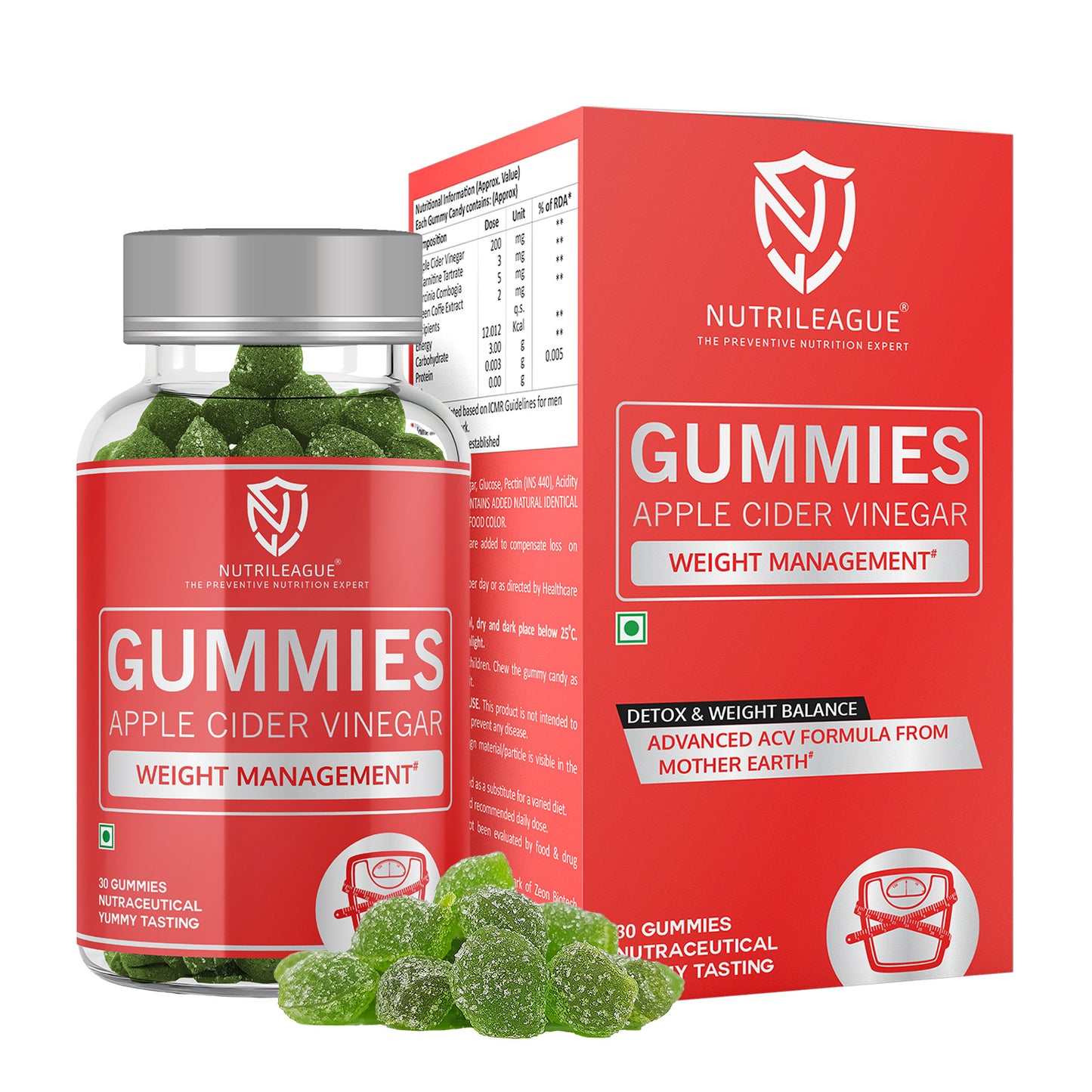 Apple Cider Vinegar Gummies | 500 mg ACV with Mother Earth | 30 Gummies | Advanced Weight Loss Formula