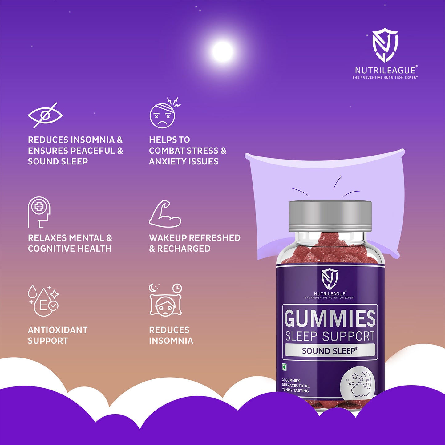 Sleep Support Gummies with Melatonin - 5 mg & Valerian Root Extract | Sleep Gummies for Men & Women