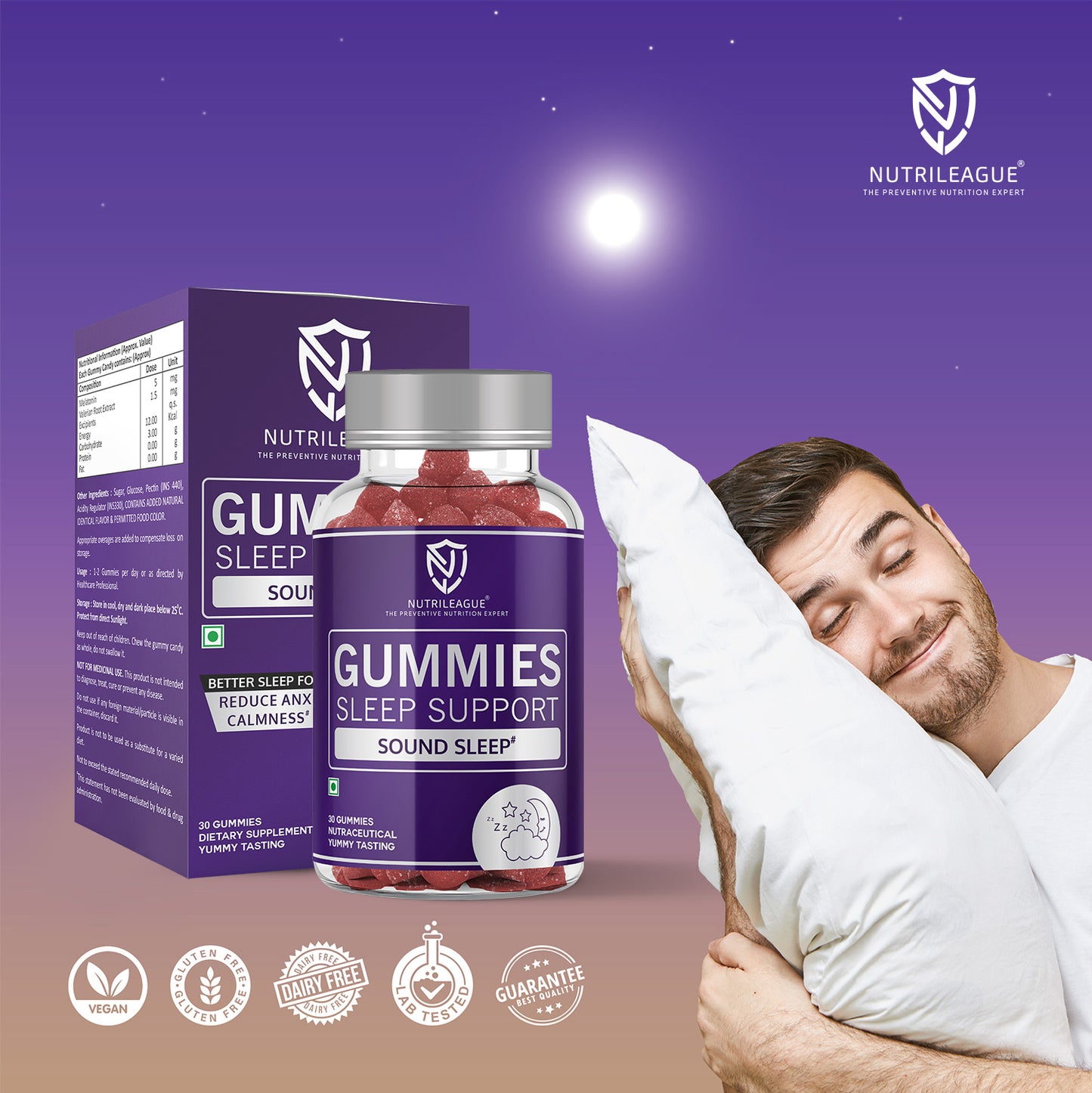 Sleep Support Gummies with Melatonin - 5 mg & Valerian Root Extract | Sleep Gummies for Men & Women