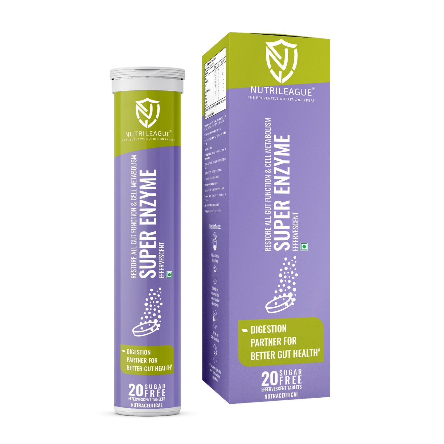 Super Enzyme Effervescent Tablet | Quick Relief in indigestion Nature inspired Formula | Alpha Galactosidase, Lipase, Protease, Lactase