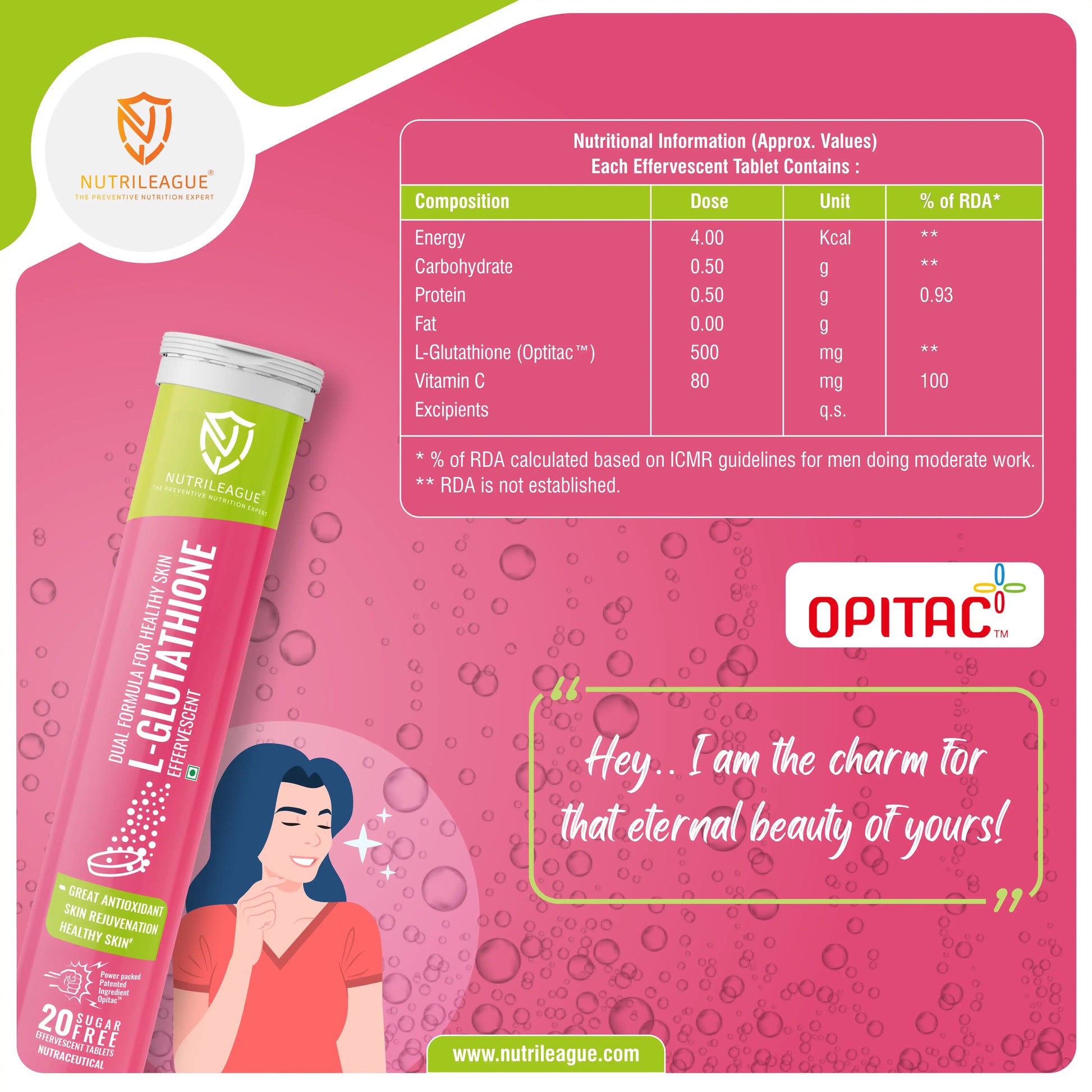 L - Glutathione (Opitac- A Patented L-glutathione) Effervescent Tablet Nutrileague L - Glutathione (Opitac- A Patented L-glutathione) Effervescent Tablet Nutrileague